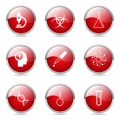 Science Instruments Red Vector Button Icon Design Set