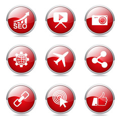 SEO Internet Sign Red Vector Button Icon Design Set 1