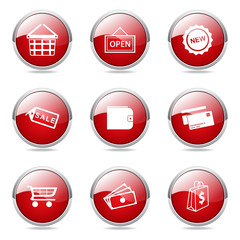 Shopping Sign Red Vector Button Icon Design Set 2