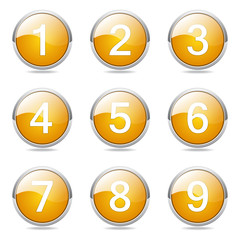 Numbers Counting Yellow Vector Button Icon Design Set