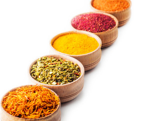 set spice saffron,paprika,sumac,turmeric,green pepper