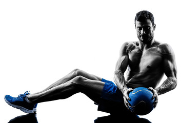 man exercising fitness weights exercises silhouette