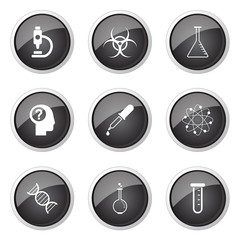 Science Instruments Black Vector Button Icon Design Set