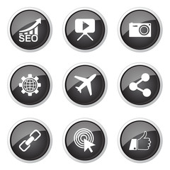 SEO Internet Sign Black Vector Button Icon Design Set 1