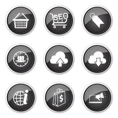 SEO Internet Sign Black Vector Button Icon Design Set 7