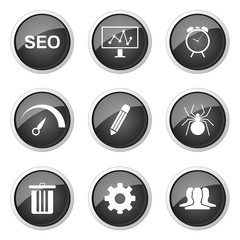 SEO Internet Sign Black Vector Button Icon Design Set 8