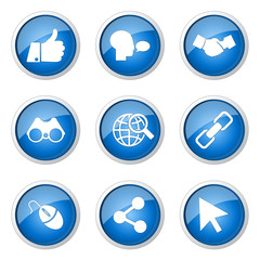 Social Internet Blue Vector Button Icon Design Set