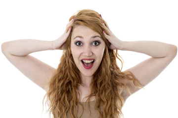 Fototapeta premium Model wydany. Podekscytowana Szczęśliwa Młoda Kobieta