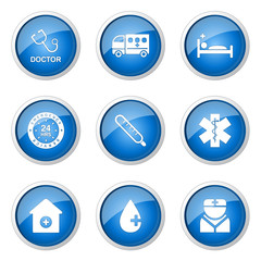 Hospital Health Blue Vector Button Icon Design Set 2