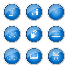 Telecom Communication Blue Vector Button Icon Design Set 2