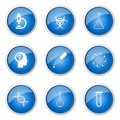 Science Instruments Blue Vector Button Icon Design Set