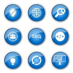 SEO Internet Sign Blue Vector Button Icon Design Set 2