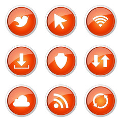 Web Internet Social Orange Vector Button Icon Design Set
