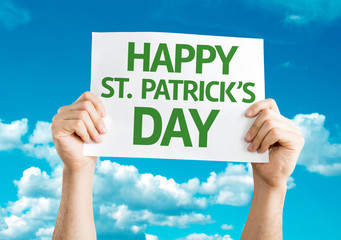 Happy St. Patricks Day card with sky background