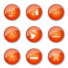 Telecom Communication Orange Vector Button Icon Design Set 2