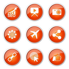 SEO Internet Sign Orange Vector Button Icon Design Set 1