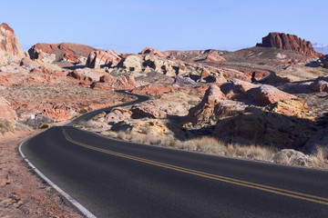 Winding road in rocky desert