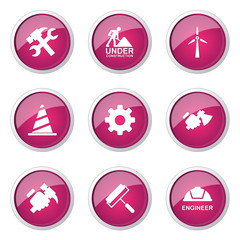 Construction Tools Pink Vector Button Icon Design Set 2