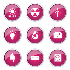 Energy Sign And Symbol Pink Vector Button Icon