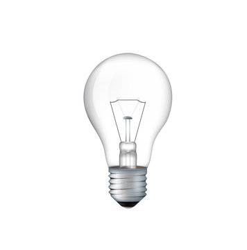 Turned off electric light bulb isolated on white background