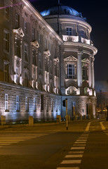 The building of the Academy of Medical Sciences at night .