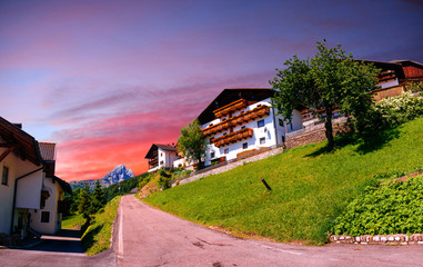 Obraz premium Panoramic view of idyllic summer landscape in the Alps