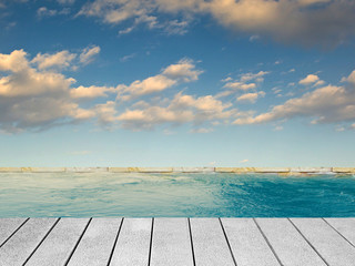 Fototapeta premium Wood in the pool in the sky.