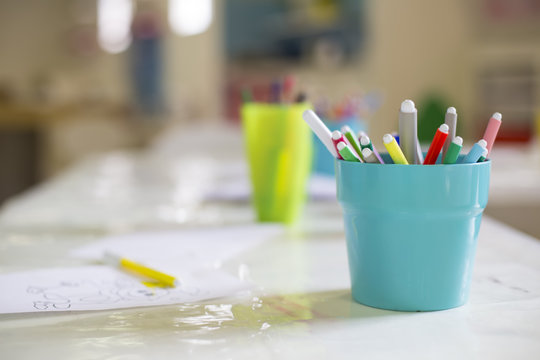 Color Pencils On The Table