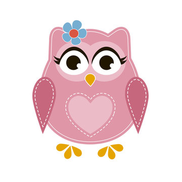 Pink cartoon owl