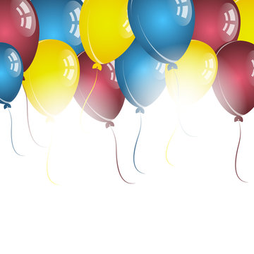 Color balloons on white background for birthday wishes