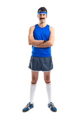 Vintage runner with his arms crossed