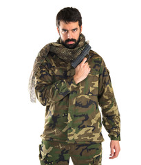 Soldier holding a gun