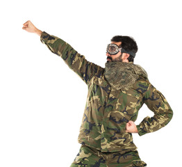 Soldier with pilot hat