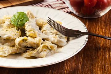 Italian tortellini in cream sauce
