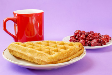 waffles with red berries