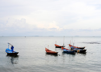 Naklejka na ściany i meble Small fishing boats