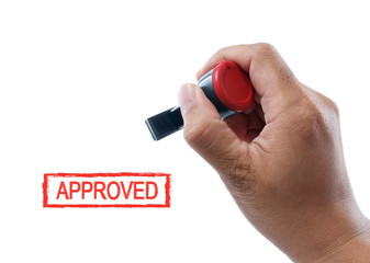 hand hold approved rubber stamp