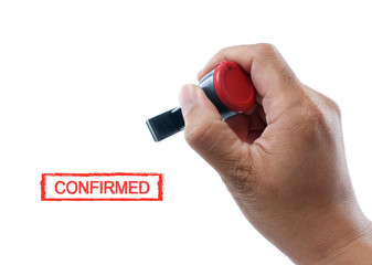 hand hold confirmed rubber stamp