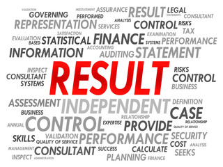 RESULT word cloud, business concept
