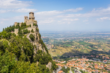 Fototapeta na wymiar ancient fortress of Republic San Marino