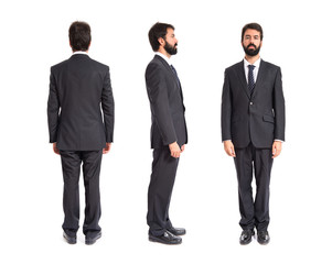 Standing businessman over isolated white background