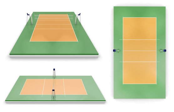 Set of volleyball areas with different view