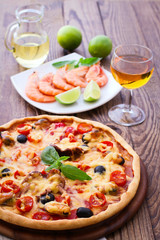 Italian Pizza with seafood.