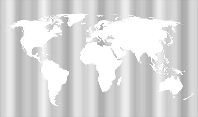 World map countries gray vertical lines