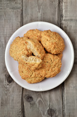Oatmeal cookies on rustic table