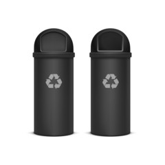 Vector Recycle Bins for Trash and Garbage Isolated