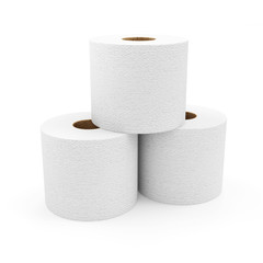 Group of White Toilet Paper isolated on white background