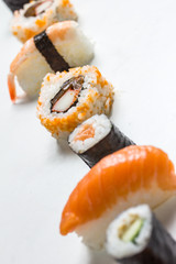 plain isolated mixed sushi rolls
