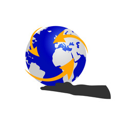 planet in hand color vector