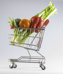 veggies in a shopping cart